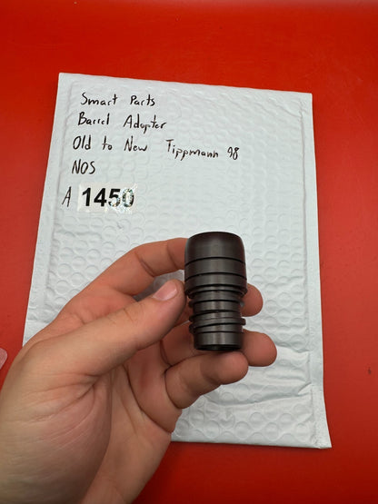 Smart Parts Paintball Barrel Adopter Old to New Tippmann 98 NOS - used paintball barrel adapter - black