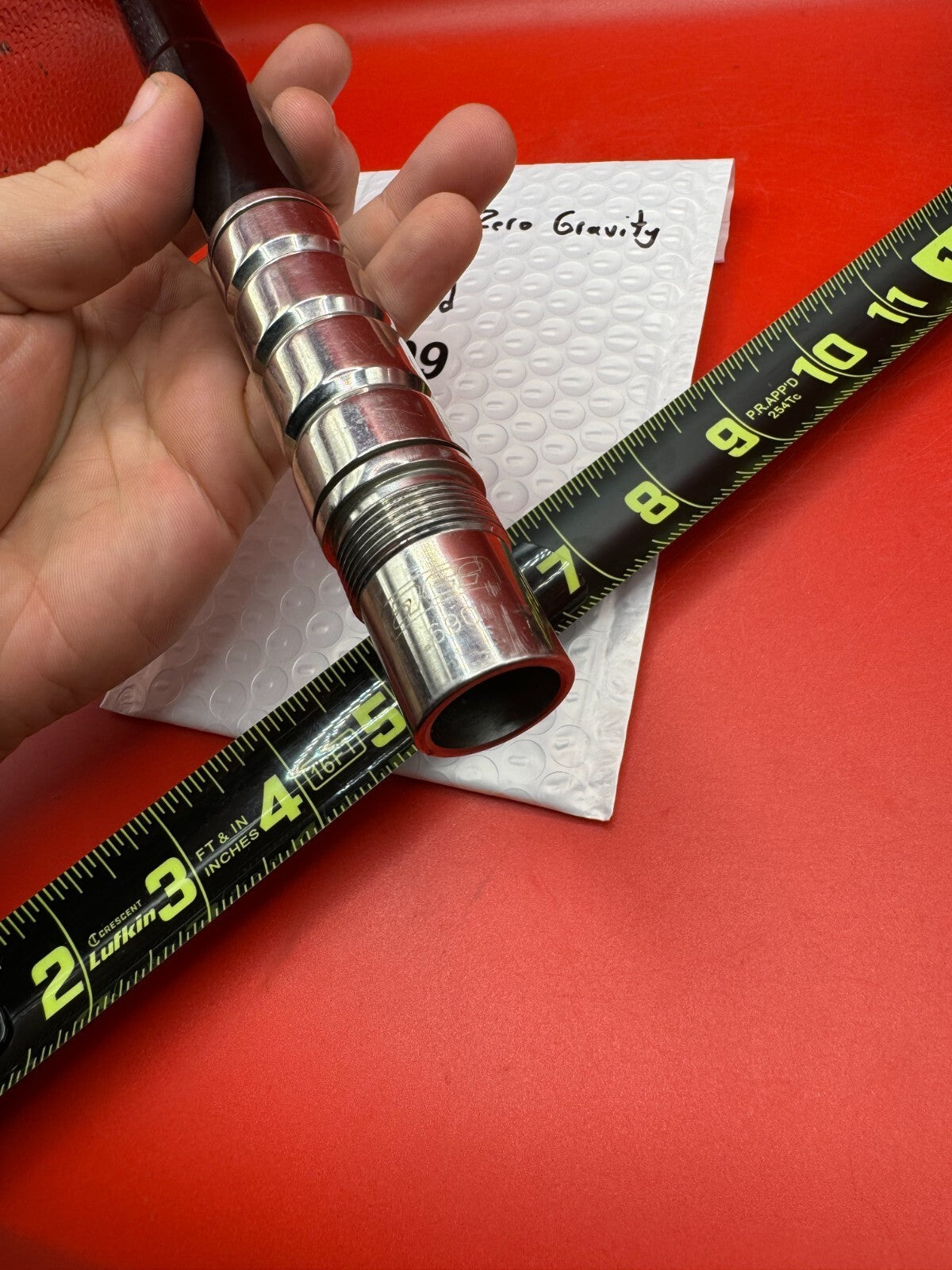 ACI 14 inch Zero Gravity 690 Bore AC Thread - used paintball barrel (one-piece) - black with silver/polished stainless steel base