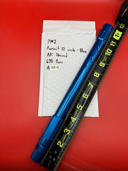 PMI Pursuit 12 inch Paintball Barrel A/C Thread - Blue 690 Bore