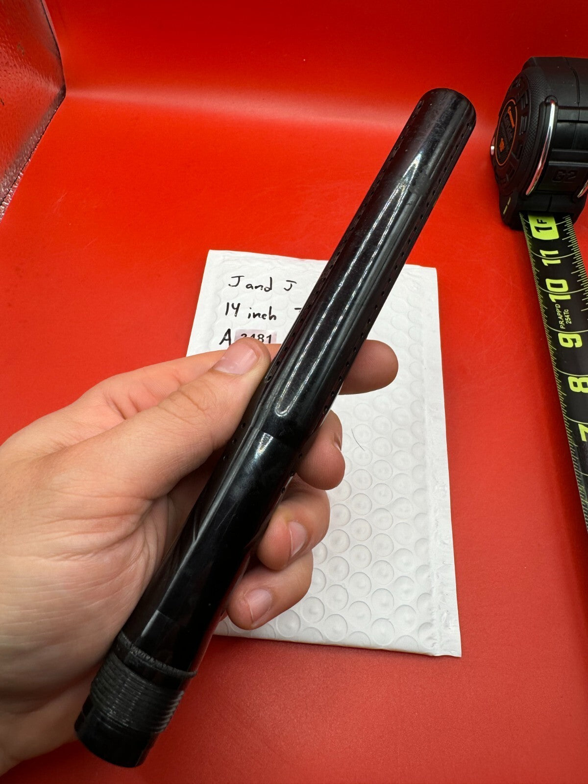 J &amp; J 14 inch Tip Paintball Barrel - used paintball barrel tip - black