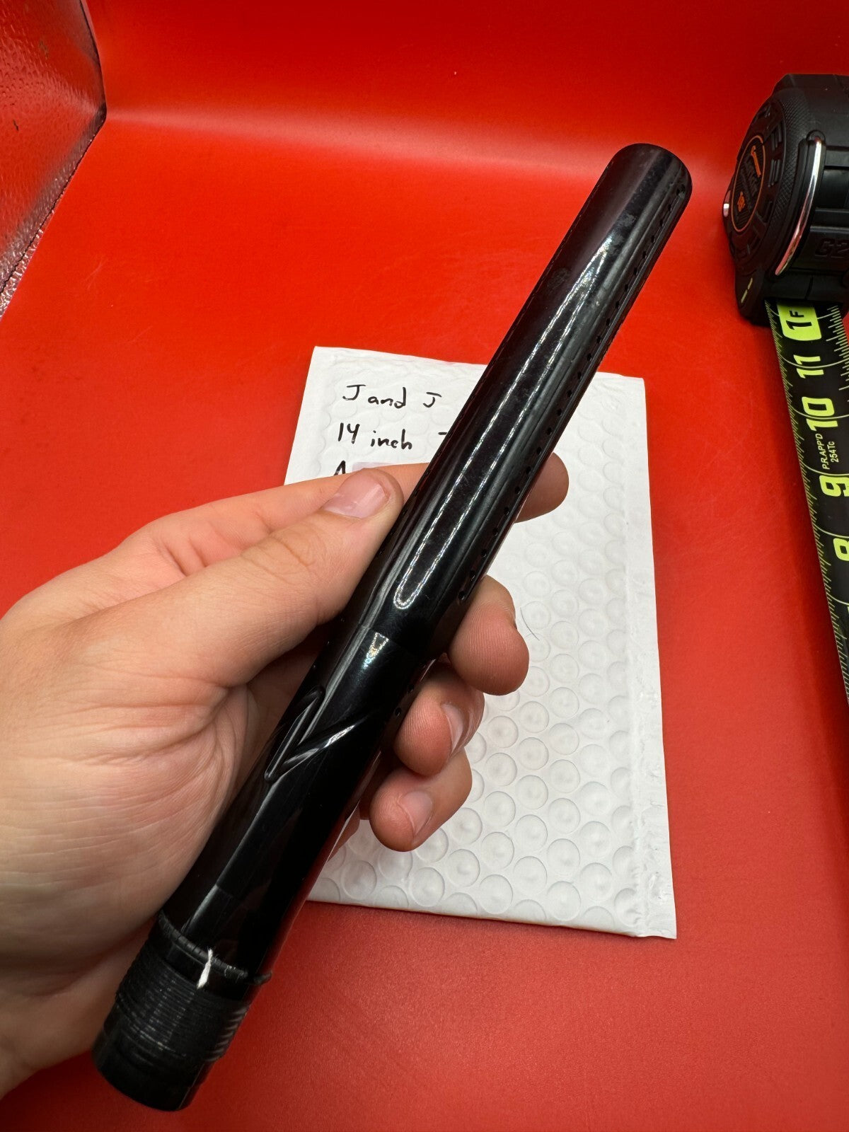 J &amp; J 14 inch Tip Paintball Barrel - used paintball barrel tip - black