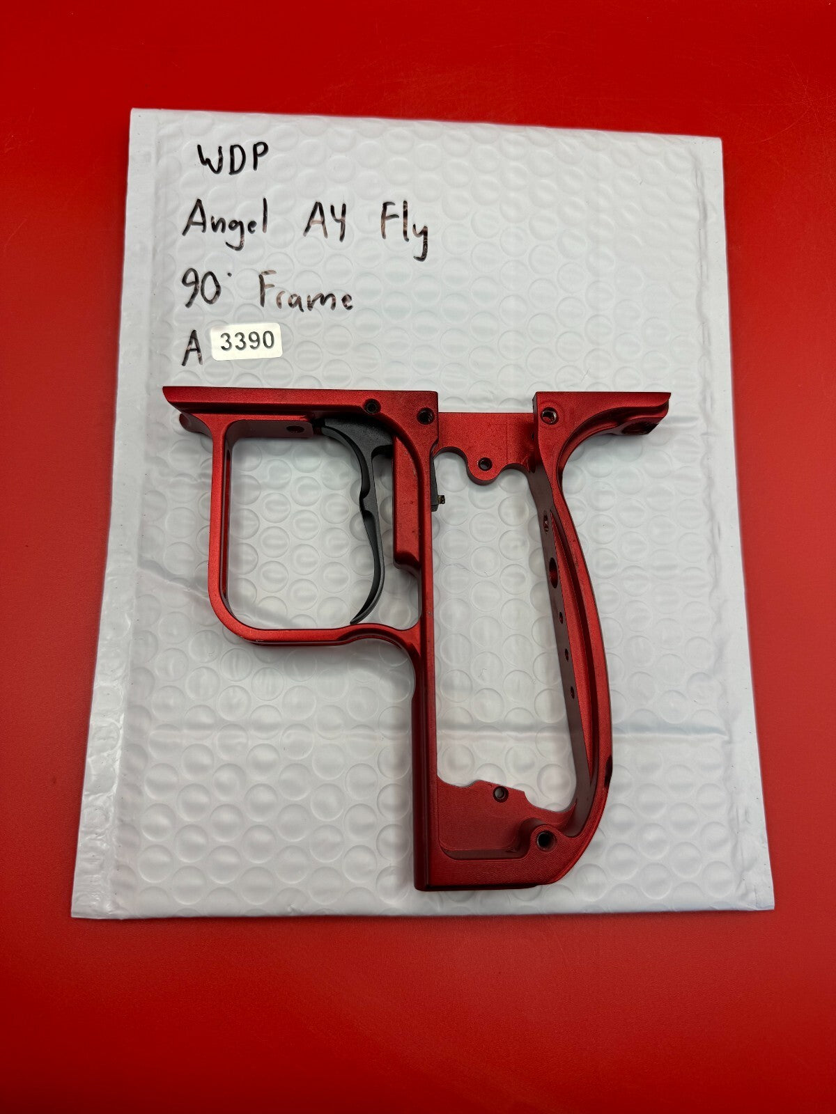 WDP Angel A4 Fly 90Â° Paintball Marker Frame - used paintball trigger frame - red anno