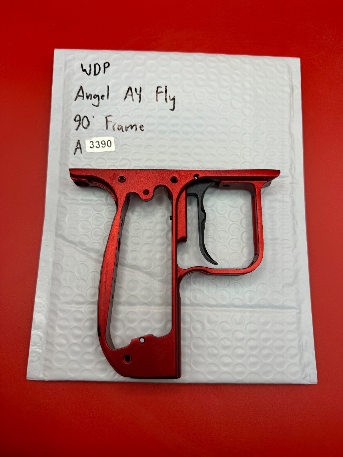 WDP Angel A4 Fly 90Â° Paintball Marker Frame - used paintball trigger frame - red anno