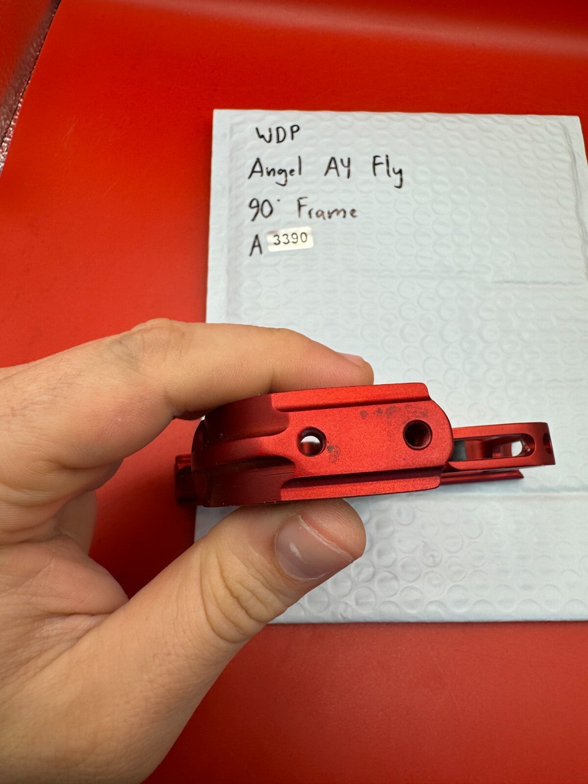 WDP Angel A4 Fly 90Â° Paintball Marker Frame - used paintball trigger frame - red anno