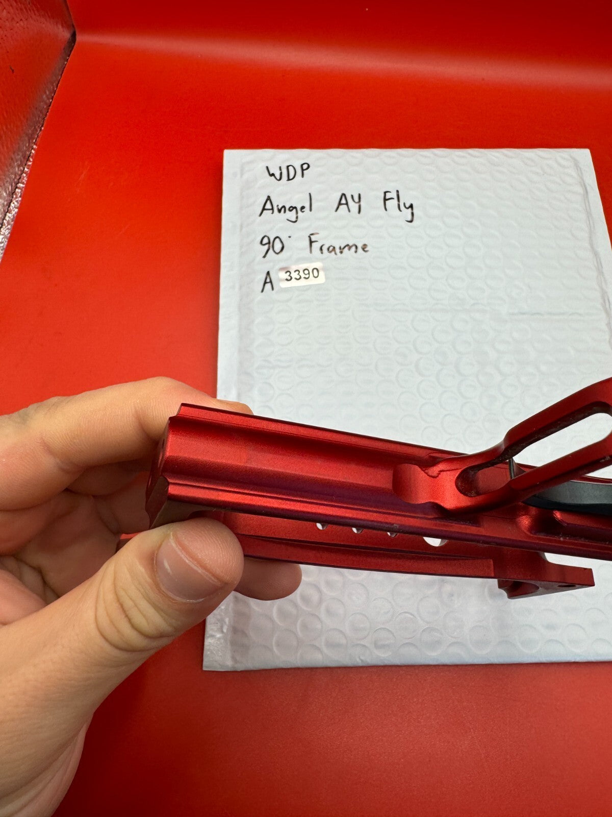 WDP Angel A4 Fly 90Â° Paintball Marker Frame - used paintball trigger frame - red anno