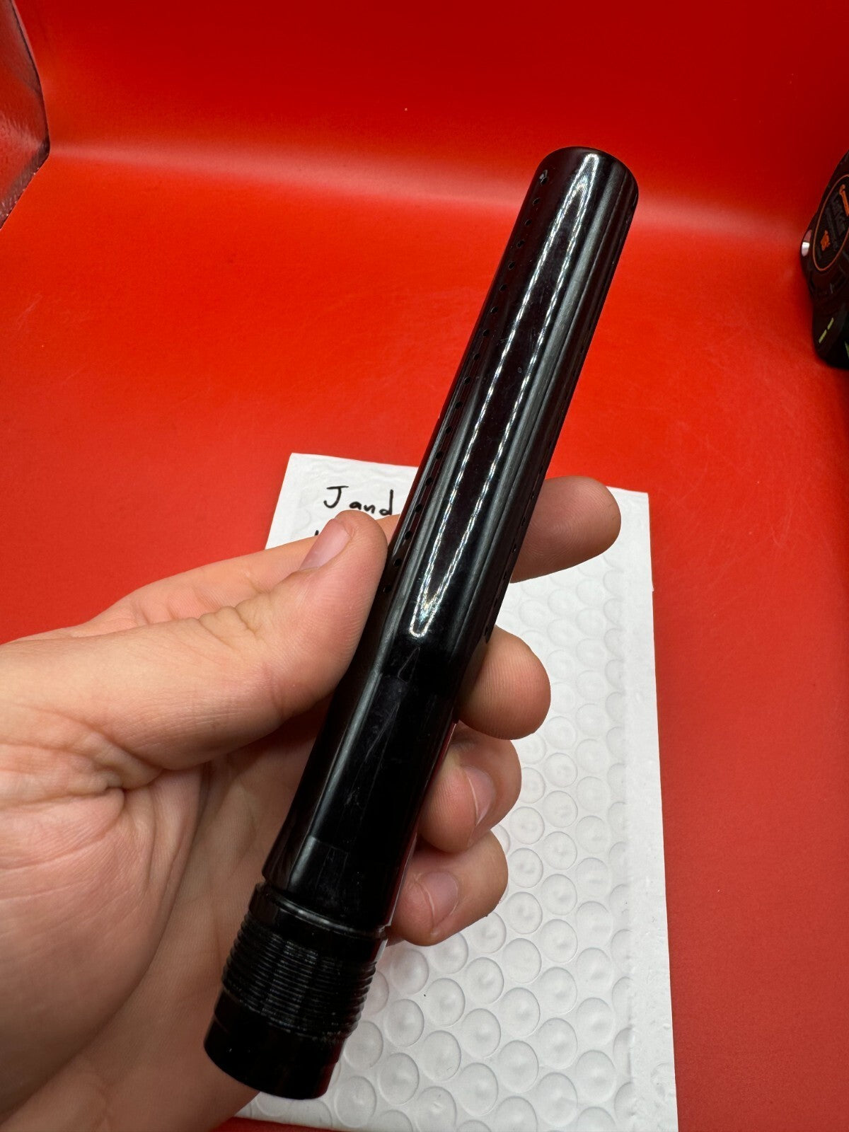 J &amp; J 12 inch Tip Paintball Barrel - used paintball barrel tip - black