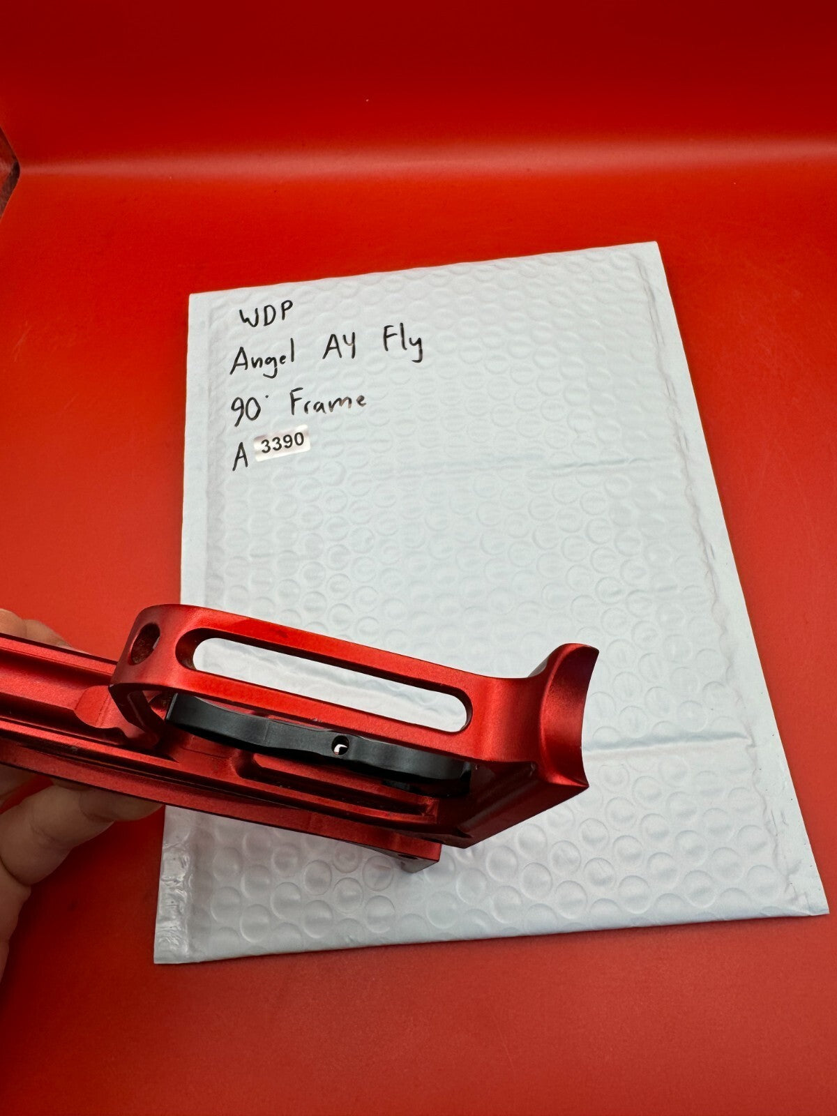 WDP Angel A4 Fly 90Â° Paintball Marker Frame - used paintball trigger frame - red anno