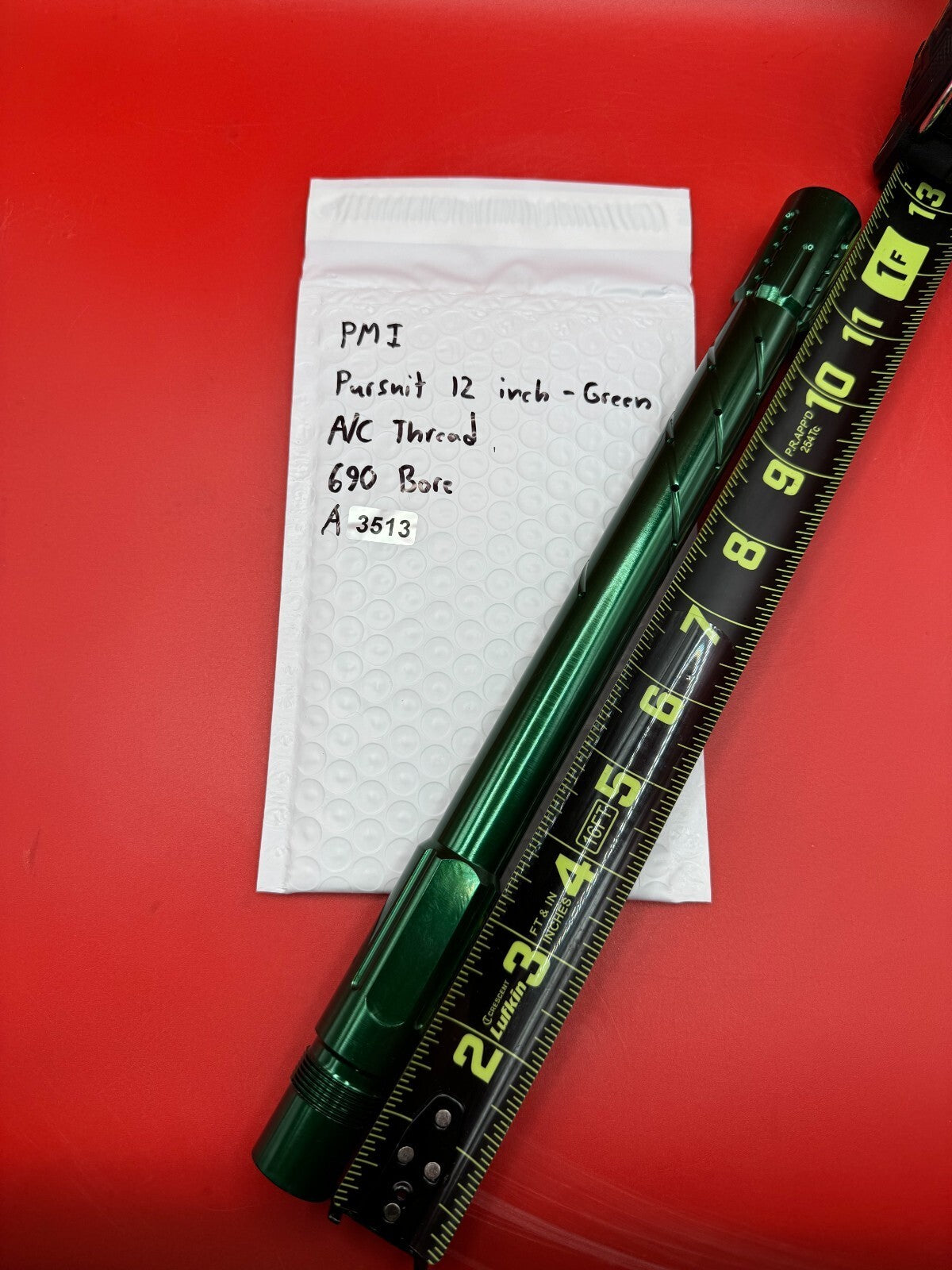 PMI Pursuit 12 inch Paintball Barrel A/C Thread - Green 690 Bore