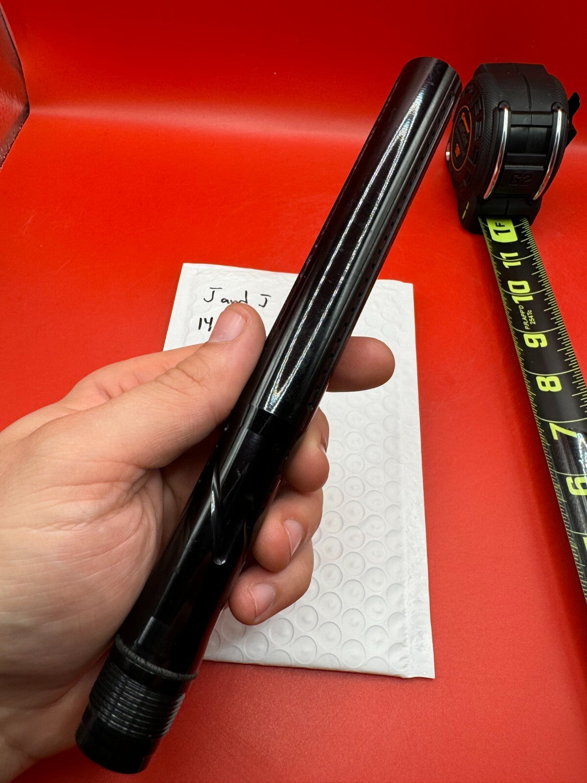 J &amp; J 14 inch Tip Paintball Barrel - used paintball barrel tip - black