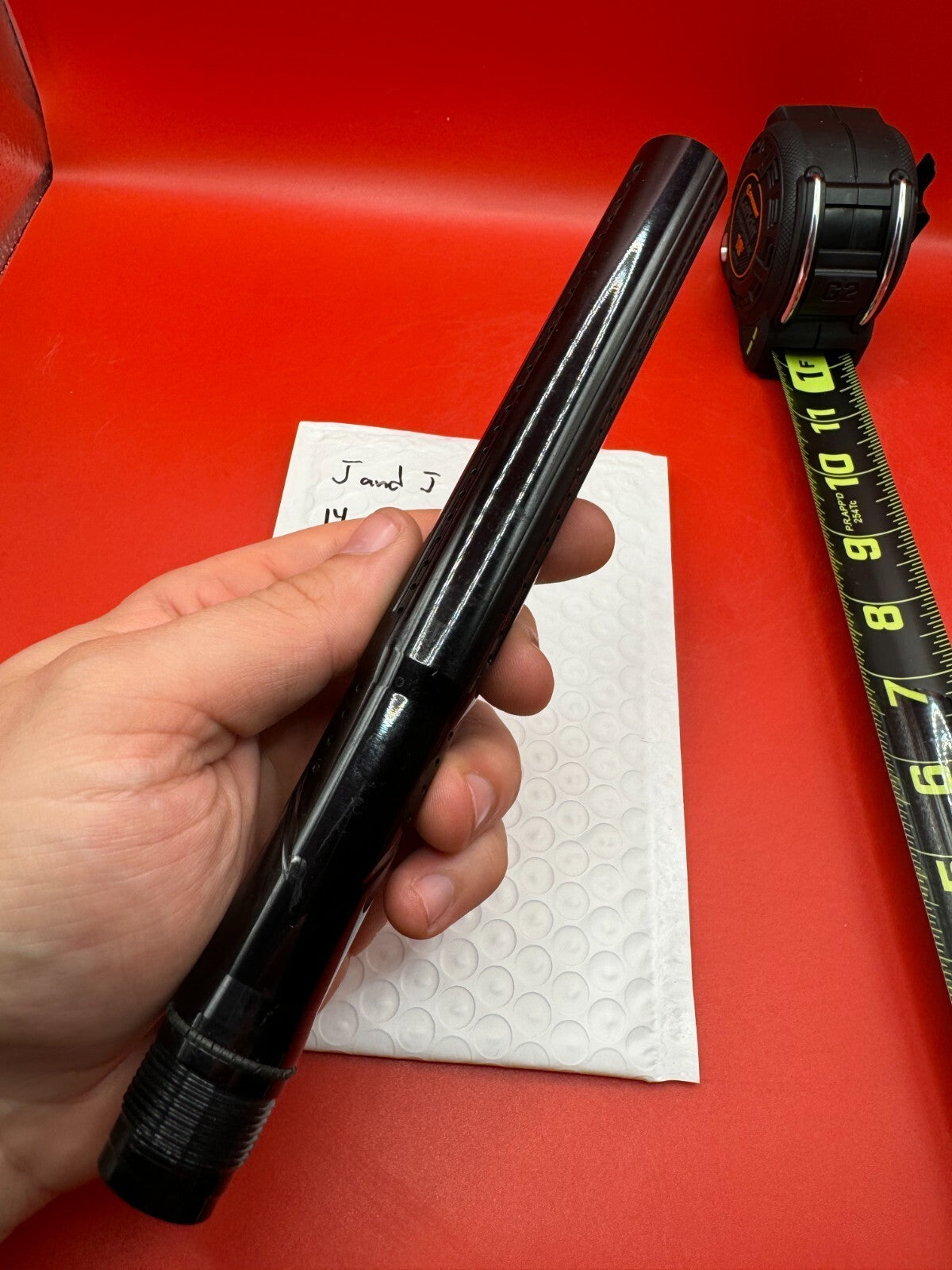 J &amp; J 14 inch Tip Paintball Barrel - used paintball barrel tip - black