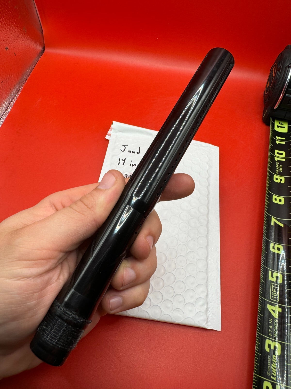 J &amp; J 14 inch Tip Paintball Barrel - used paintball barrel tip - black