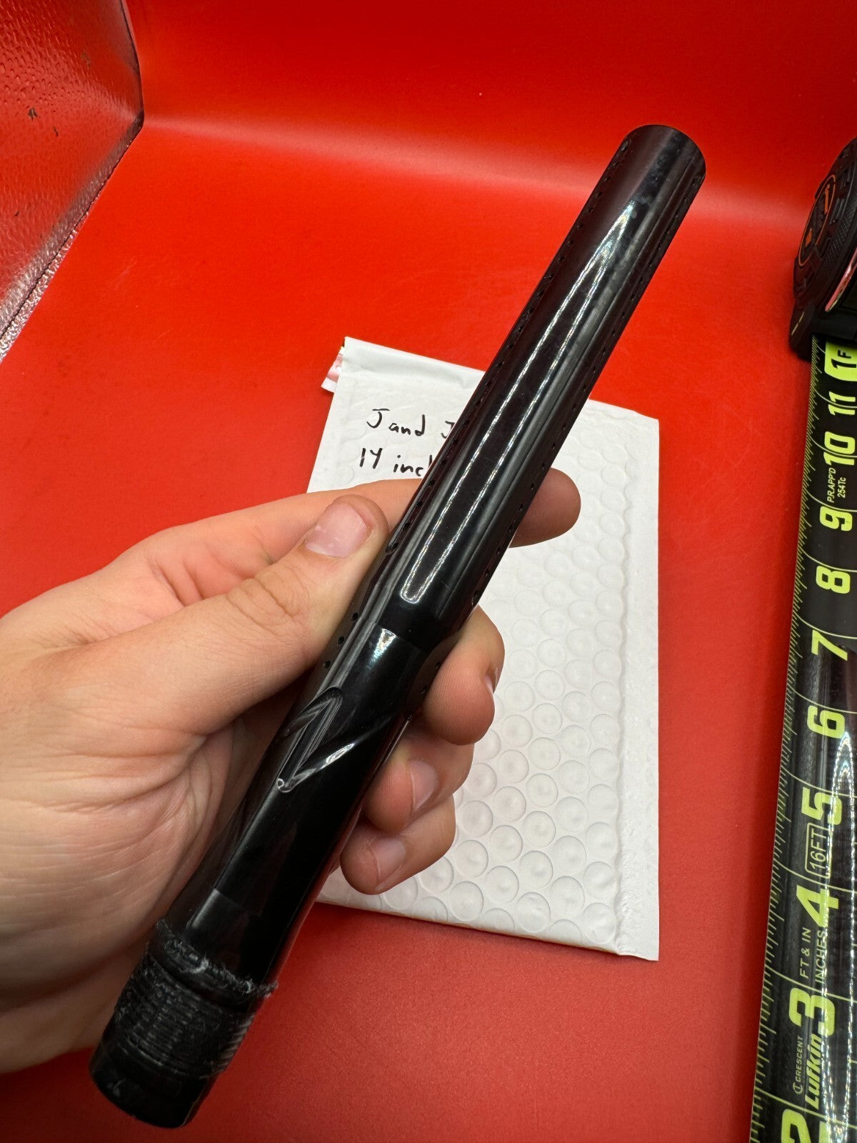 J &amp; J 14 inch Tip Paintball Barrel - used paintball barrel tip - black