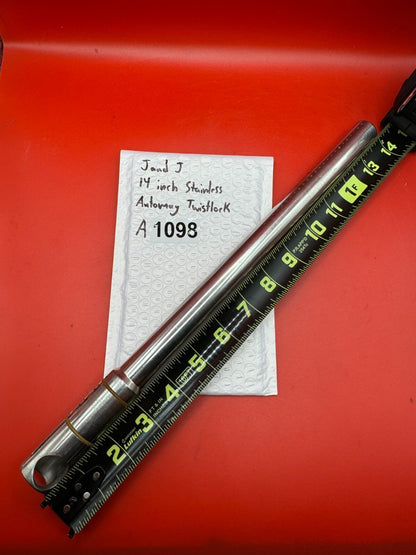 J and J 14 inch Stainless Automag Twistlock - used paintball barrel - silver (polished stainless)