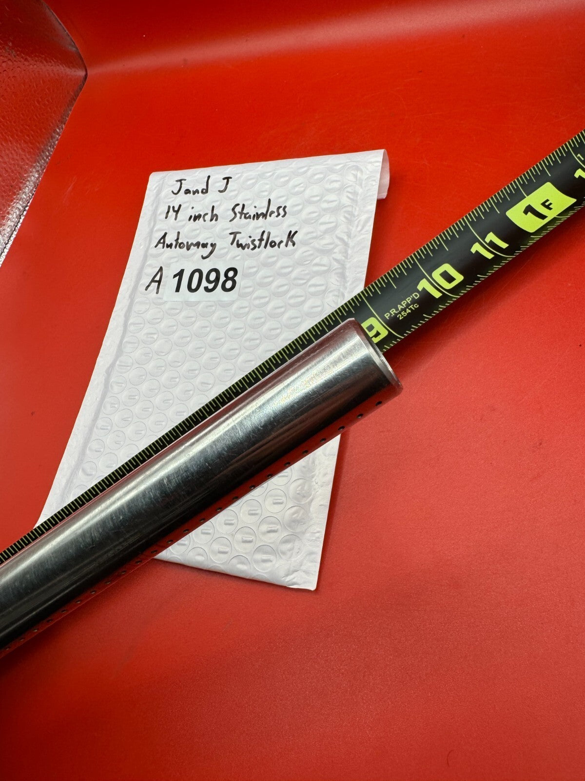 J and J 14 inch Stainless Automag Twistlock - used paintball barrel - silver (polished stainless)