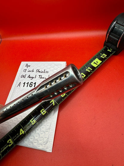 Dye 12 inch Stainless Old Angel Thread - used paintball barrel (two-piece back) - silver (raw stainless)