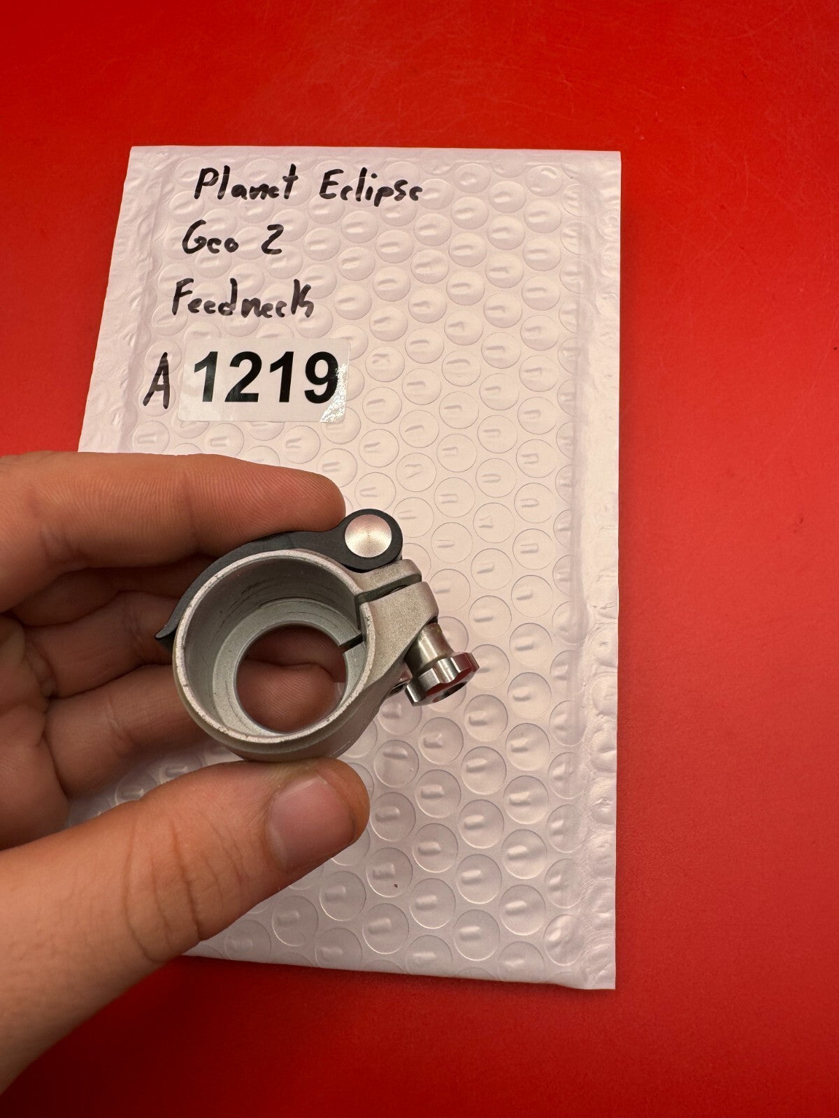 Planet Eclipse Geo 2 Feedneck - used paintball feedneck - silver/black