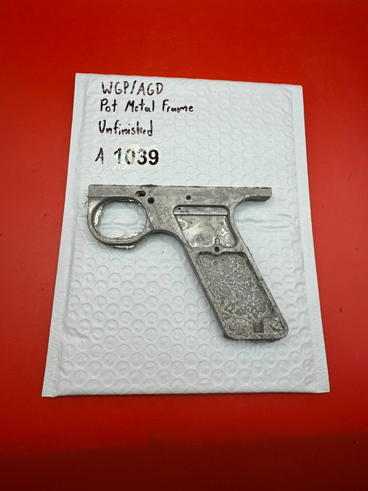 WGP/AGD Pot Metal Paintball Marker Frame Unfinished - used paintball grip frame - raw / unfinished silver