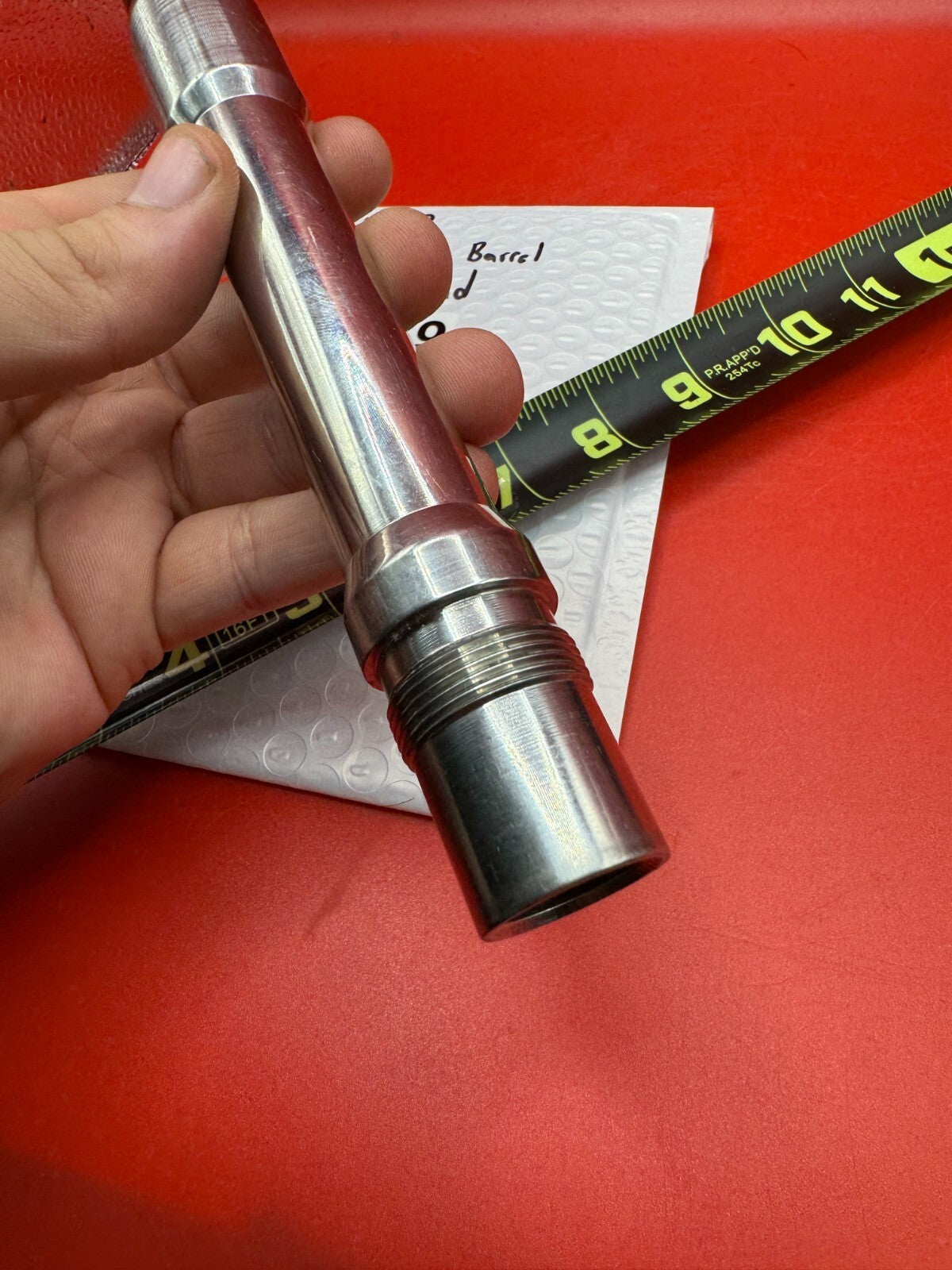 WGP 14 inch Barrel AC Thread - used paintball barrel - black / silver (two-tone, black anodized tip with raw aluminum base)