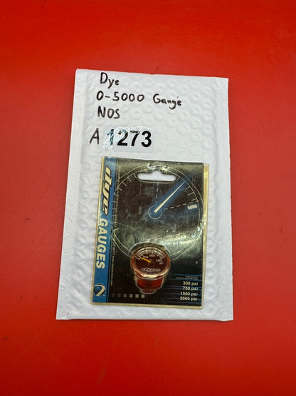 Dye 0-5000 Gauge NOS - used paintball pressure gauge - red/gold