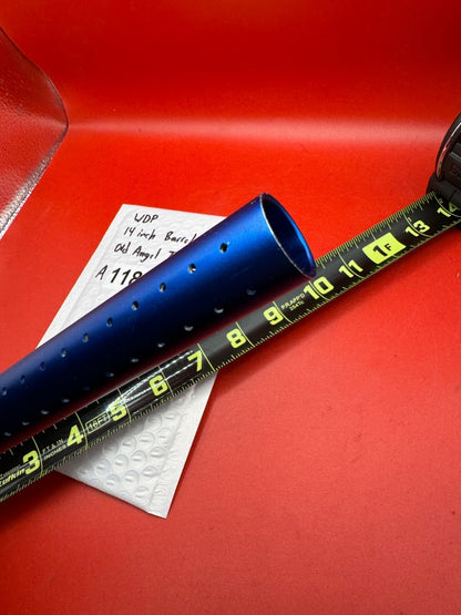 WDP 14 inch Barrel Old Angel Thread - used paintball barrel (one-piece) - blue anno