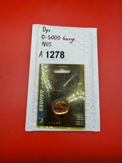Dye 0-5000 Gauge NOS - used paintball pressure gauge - gold/red