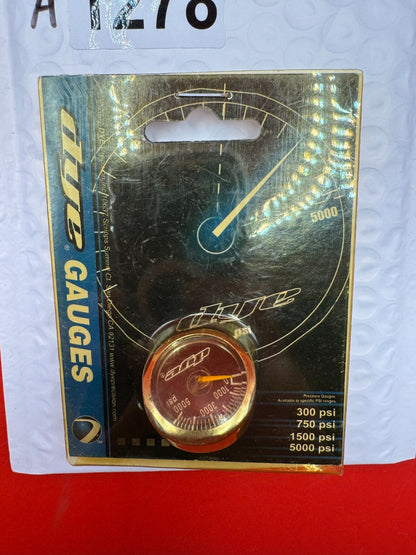 Dye 0-5000 Gauge NOS - used paintball pressure gauge - gold/red
