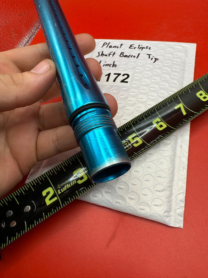 Planet Eclipse Shaft Barrel Tip 14 inch - used paintball barrel tip - teal / cyan anno