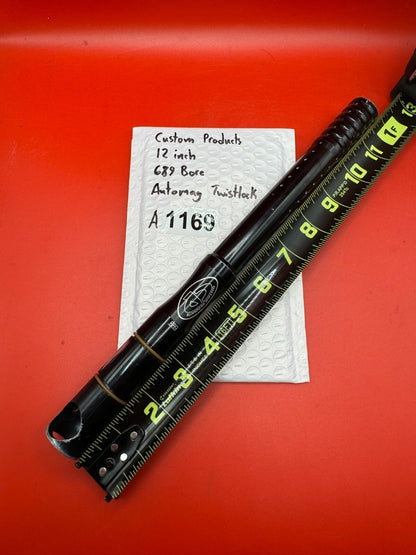 Custom Products 12 inch 689 Bore Automag Twistlock - used paintball barrel (two-piece) - black anodized