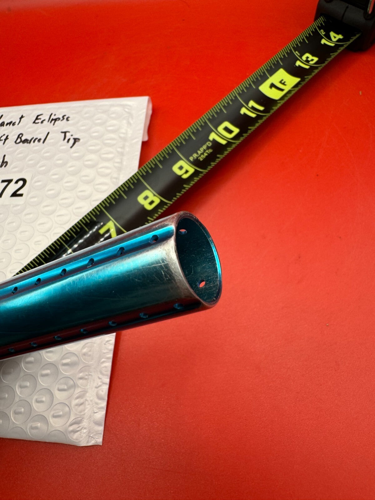 Planet Eclipse Shaft Barrel Tip 14 inch - used paintball barrel tip - teal / cyan anno