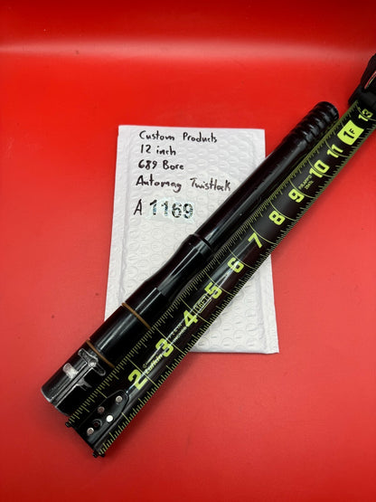 Custom Products 12 inch 689 Bore Automag Twistlock - used paintball barrel (two-piece) - black anodized