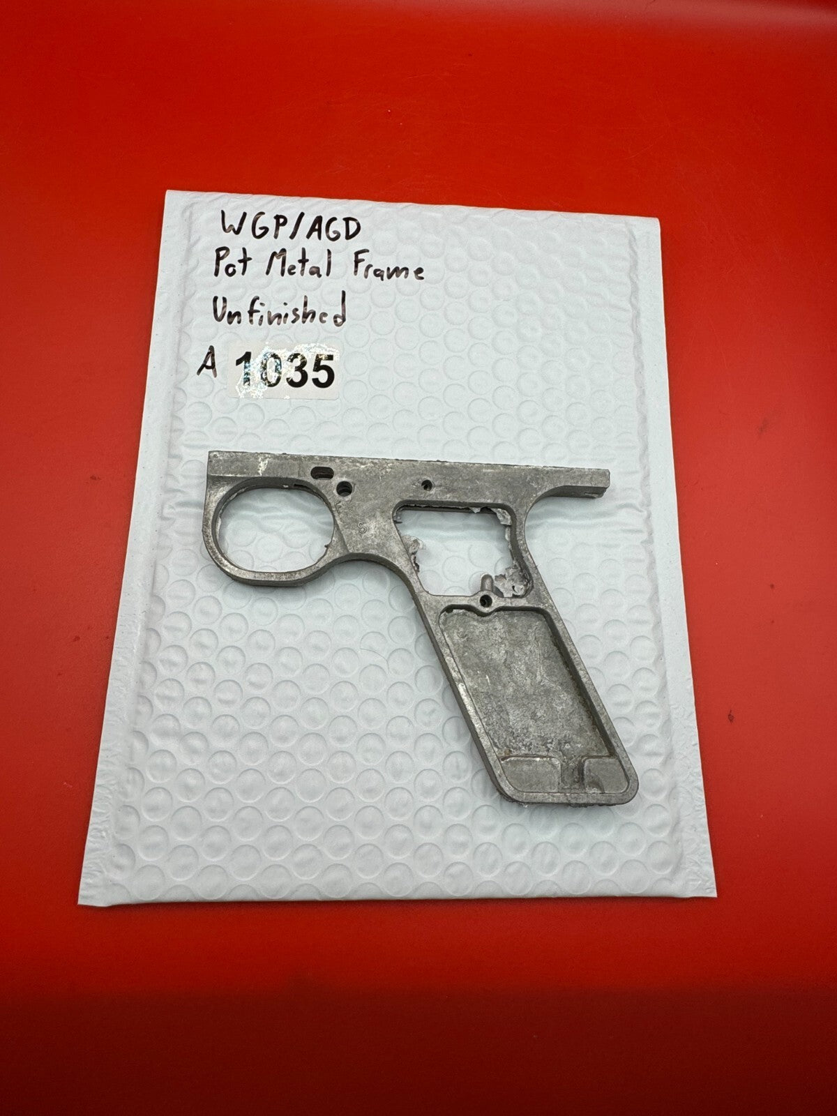 WGP/AGD Pot Metal Paintball Marker Frame Unfinished - used paintball grip frame - raw / unfinished silver