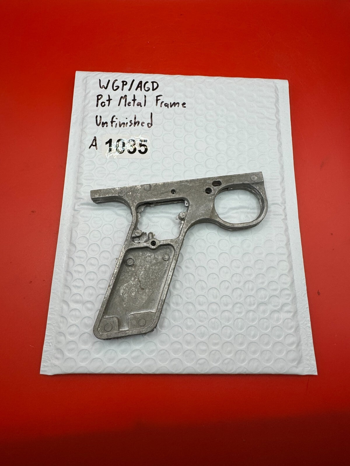 WGP/AGD Pot Metal Paintball Marker Frame Unfinished - used paintball grip frame - raw / unfinished silver