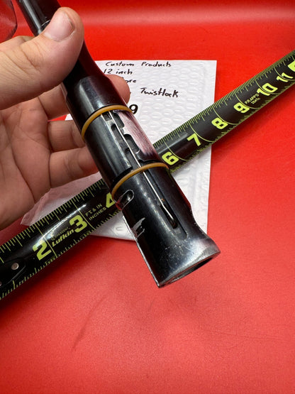 Custom Products 12 inch 689 Bore Automag Twistlock - used paintball barrel (two-piece) - black anodized