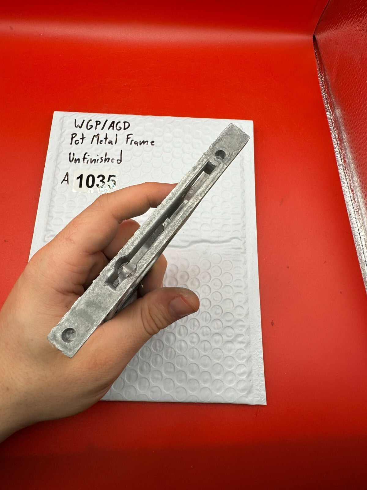 WGP/AGD Pot Metal Paintball Marker Frame Unfinished - used paintball grip frame - raw / unfinished silver