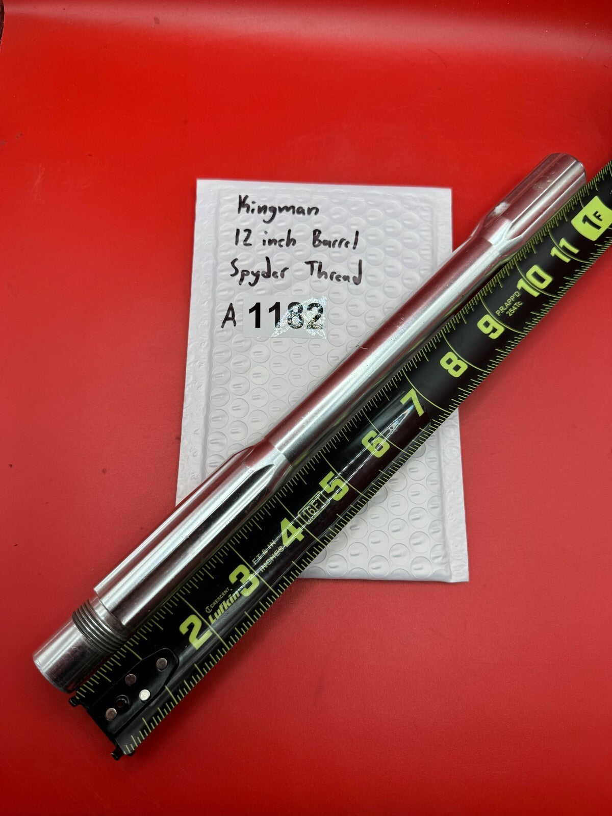 Kingman 12 inch Barrel Spyder Thread - used paintball barrel - silver / chrome