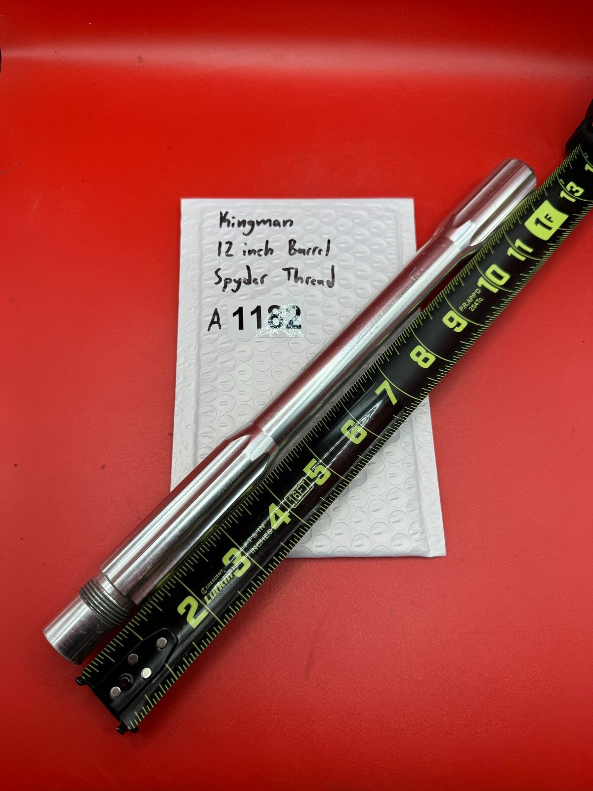 Kingman 12 inch Barrel Spyder Thread - used paintball barrel - silver / chrome