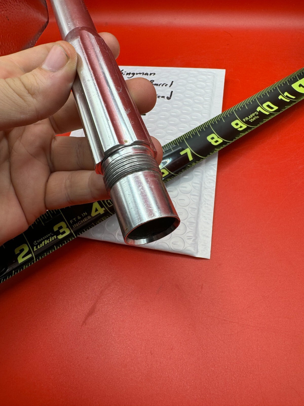 Kingman 12 inch Barrel Spyder Thread - used paintball barrel - silver / chrome