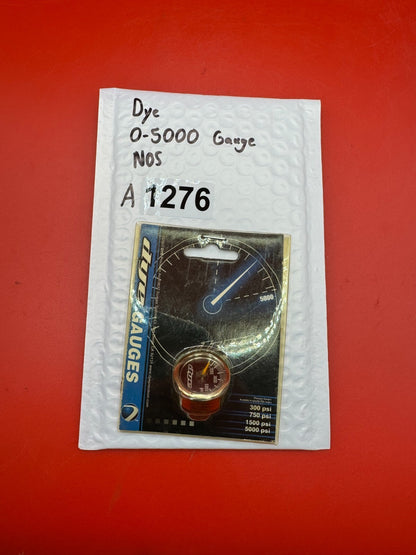 Dye 0-5000 Gauge NOS - used paintball pressure gauge - red/gold