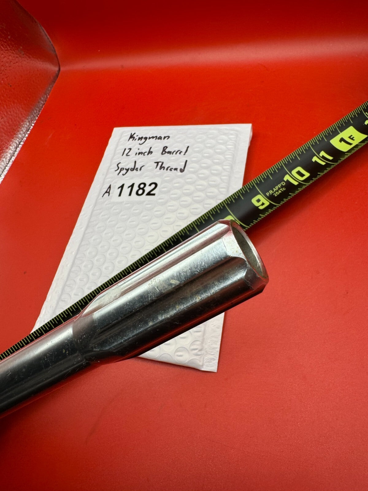 Kingman 12 inch Barrel Spyder Thread - used paintball barrel - silver / chrome