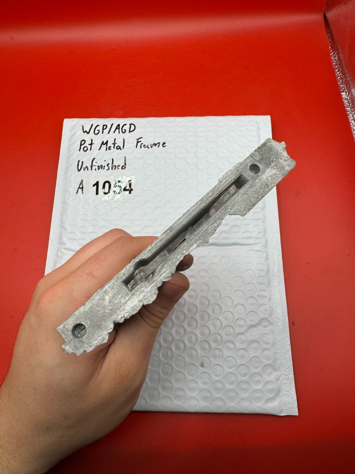 WGP/AGD Pot Metal Paintball Marker Frame Unfinished - used paintball grip frame - raw silver / unfinished pot metal