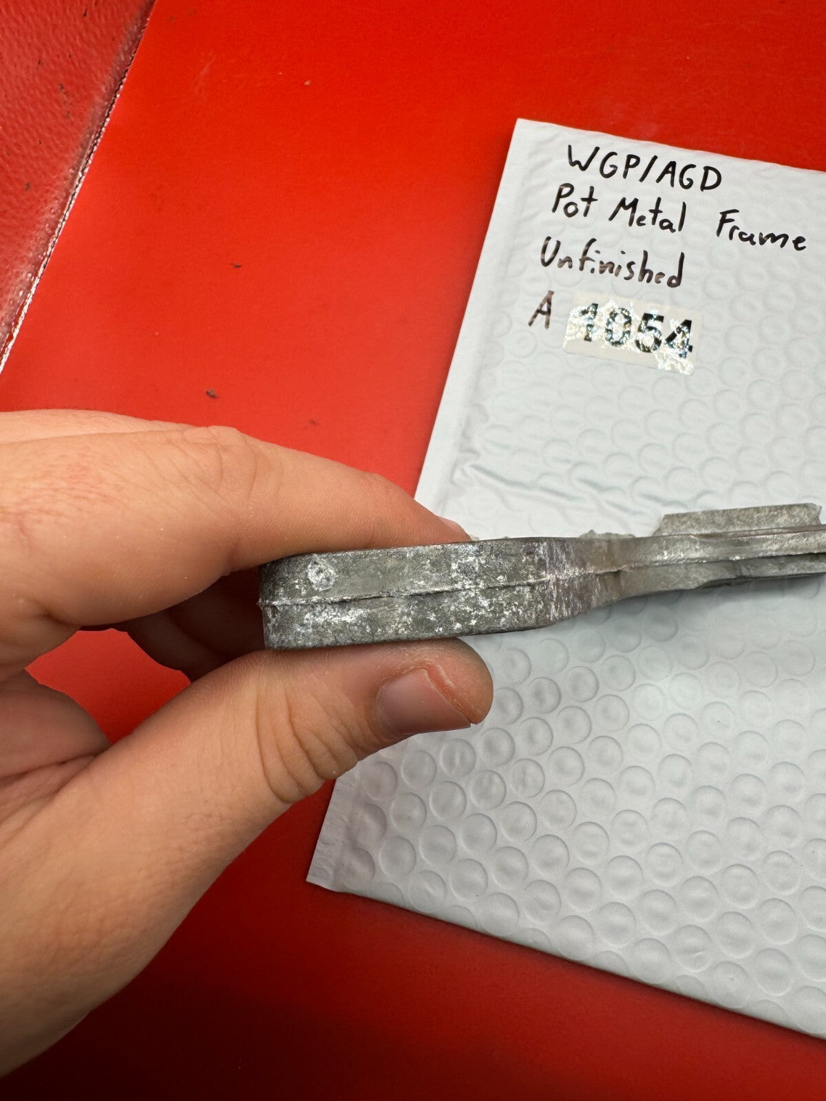 WGP/AGD Pot Metal Paintball Marker Frame Unfinished - used paintball grip frame - raw silver / unfinished pot metal