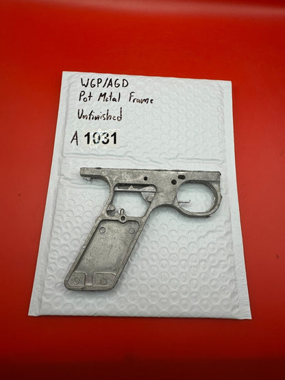WGP/AGD Pot Metal Paintball Marker Frame Unfinished - used paintball grip frame - raw / unfinished silver