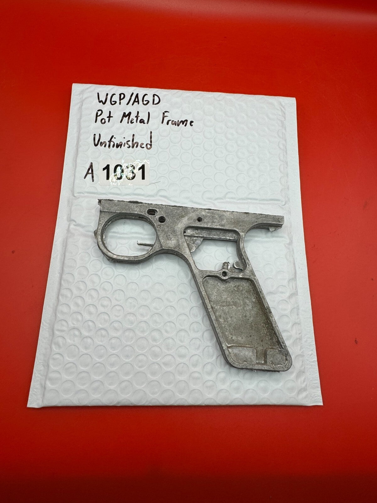 WGP/AGD Pot Metal Paintball Marker Frame Unfinished - used paintball grip frame - raw / unfinished silver
