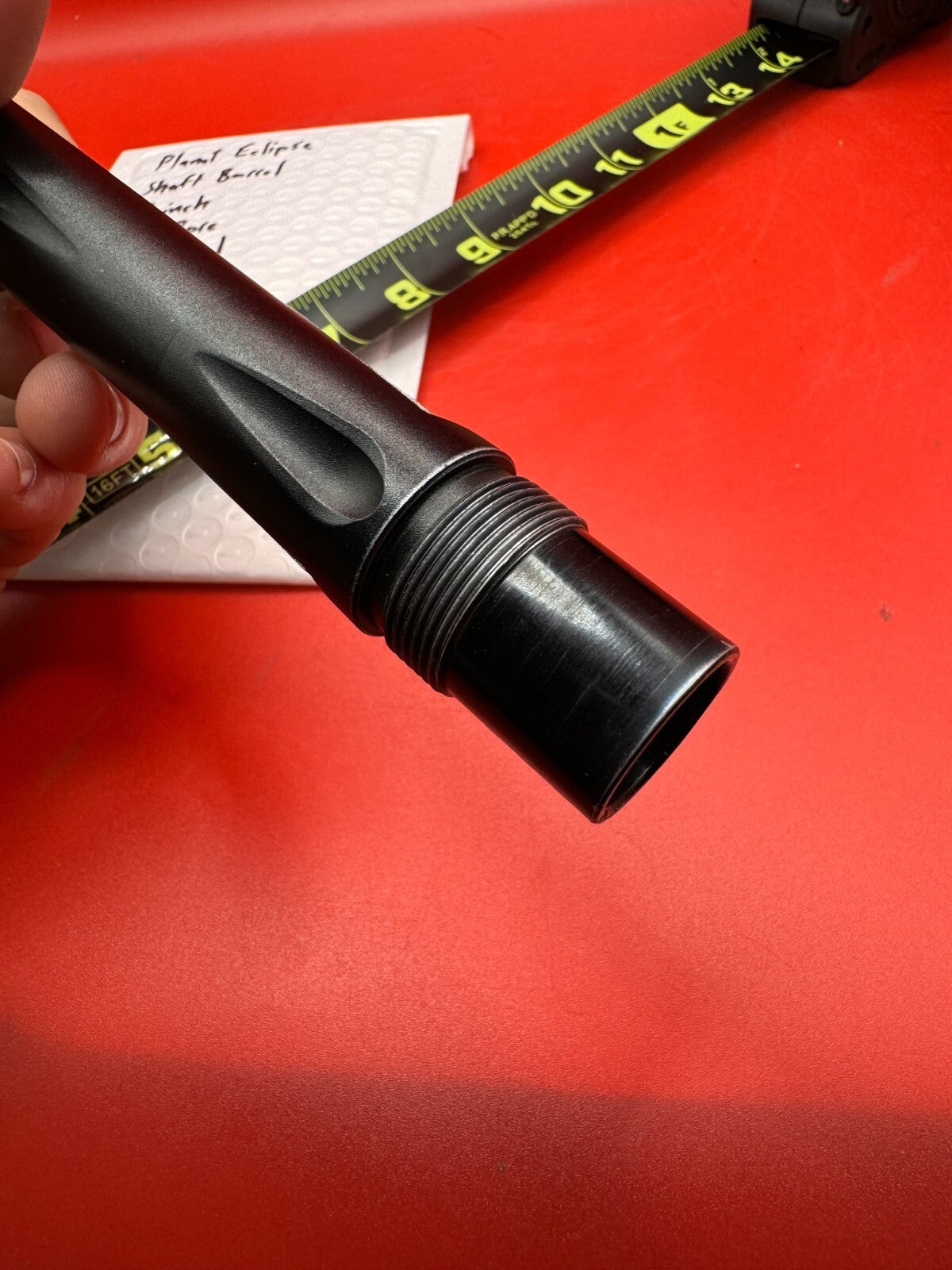 Planet Eclipse Shaft Barrel 14 inch 693 Bore AC Thread - used paintball barrel (two-piece back) - black body / blue anodized tip