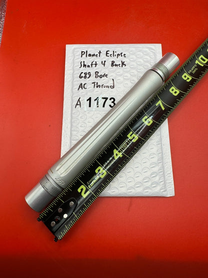 Planet Eclipse Shaft 4 Back 689 Bore AC Thread - used paintball barrel back - silver