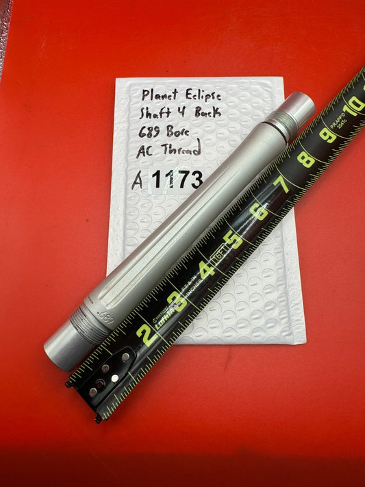 Planet Eclipse Shaft 4 Back 689 Bore AC Thread - used paintball barrel back - silver
