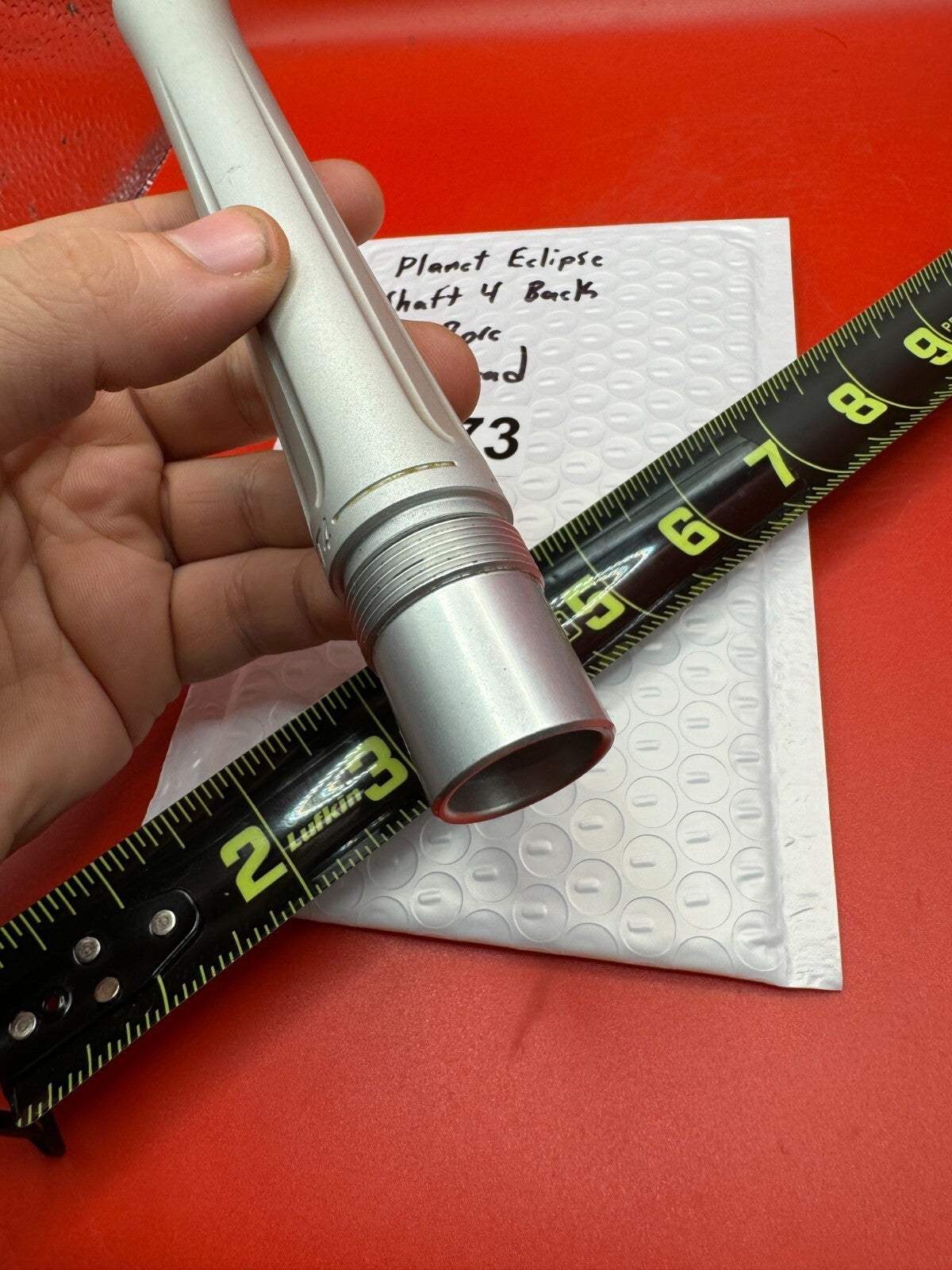 Planet Eclipse Shaft 4 Back 689 Bore AC Thread - used paintball barrel back - silver