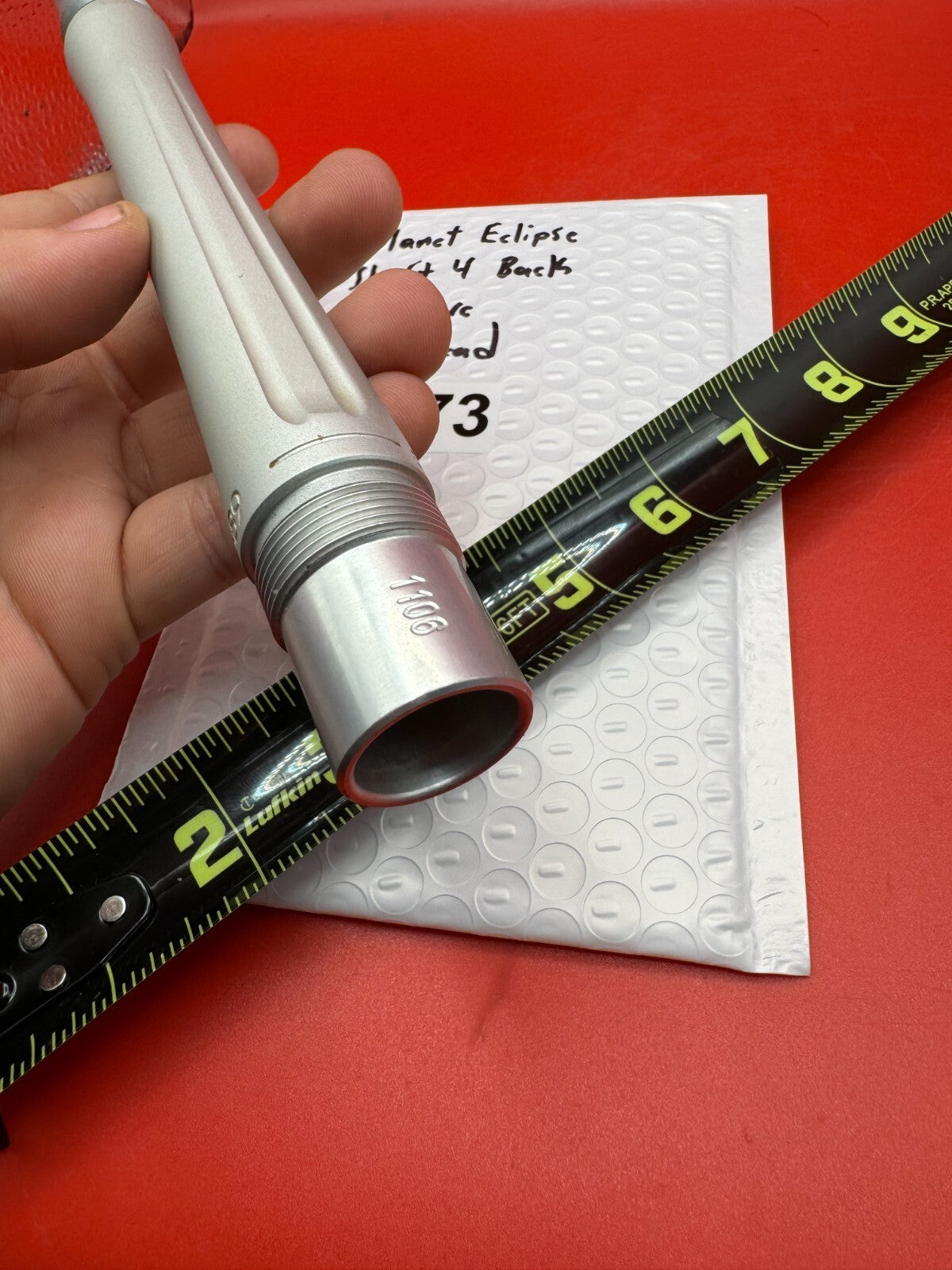 Planet Eclipse Shaft 4 Back 689 Bore AC Thread - used paintball barrel back - silver