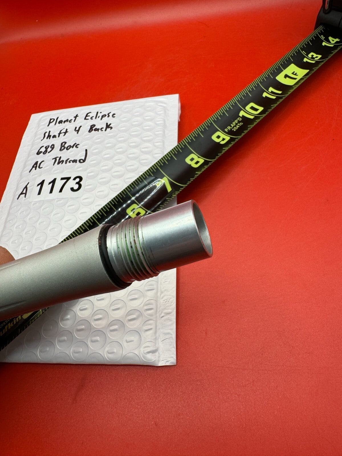 Planet Eclipse Shaft 4 Back 689 Bore AC Thread - used paintball barrel back - silver
