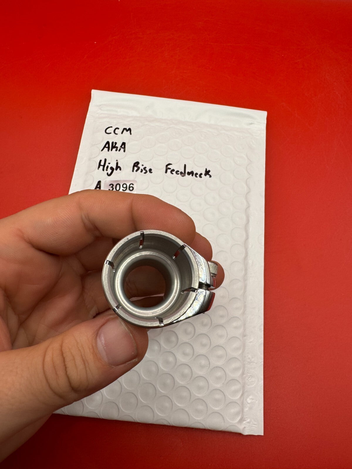 CCM AKA High Rise Feedneck - used paintball feedneck - silver